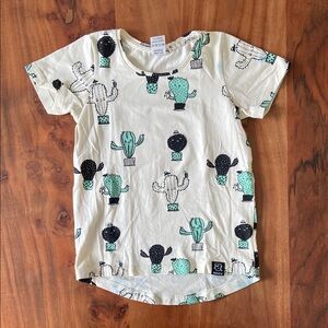 Kukukid unisex cactus tee cream organic cotton graphic all over pattern kids 5/6